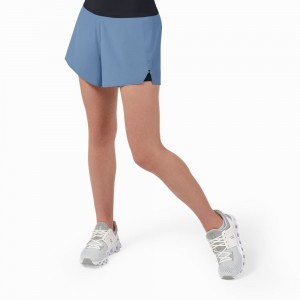 Pantaloni Scurți De Alergare On Running Dama Albastri Negrii | 385496-PFN